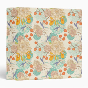Colorful Floral Garden Pattern 3 Ring Binder