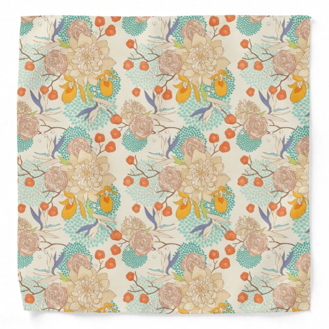 Colorful Floral Garden Pattern Bandana (Front)