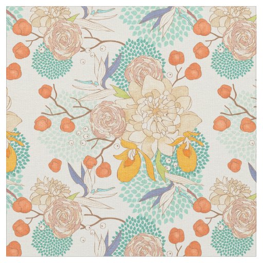 Colorful Floral Garden Pattern Fabric