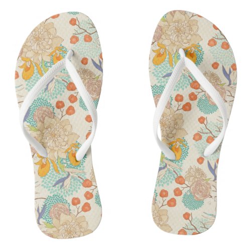 Colorful Floral Garden Pattern Flip Flops