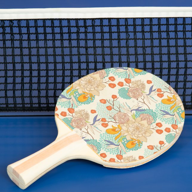 Colorful Floral Garden Pattern Ping Pong Paddle (Insitu)
