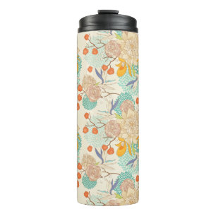 Colorful Floral Garden Pattern Thermal Tumbler