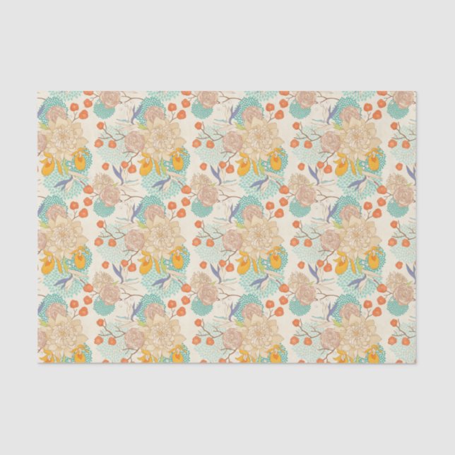 Colorful Floral Garden Pattern Tissue Paper (Front)