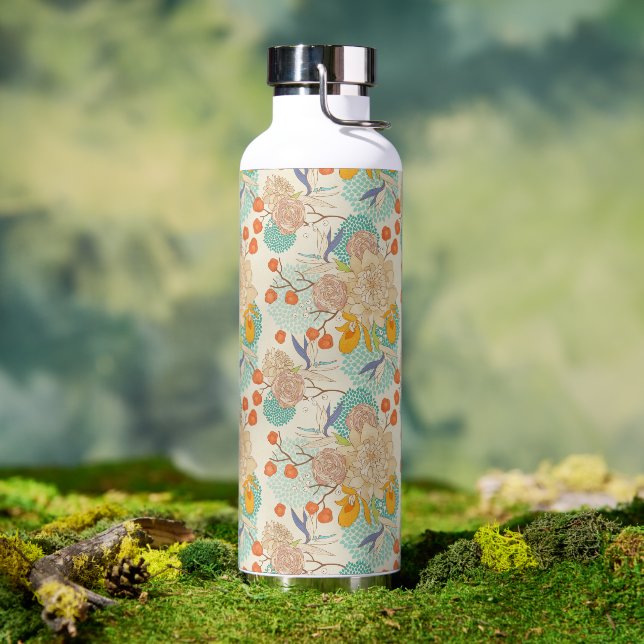 Colorful Floral Garden Pattern Water Bottle (Outdoor)