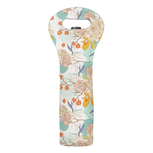 Colorful Floral Garden Pattern Wine Bag