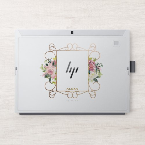 Colorful floral geometric frame HP laptop skin