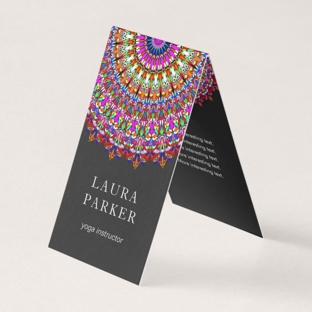 Colorful Floral Geometric Mandala Business Card (Front)
