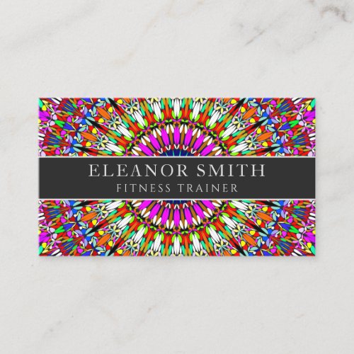 Colorful Floral Geometric Mandala Business Card