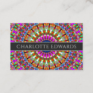 Colorful Floral Geometric Mandala Business Card