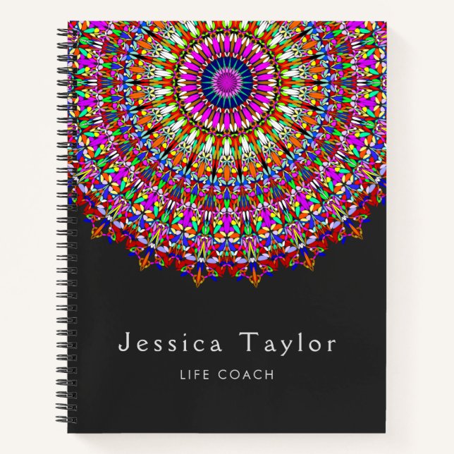 Colorful Floral Geometric Mandala Notebook (Front)