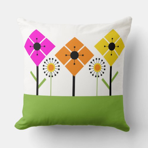 Colorful Floral Geometric Pillow