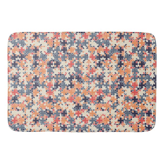 Colorful Floral Geometric Seamless Pattern  Bath Mat (Front)