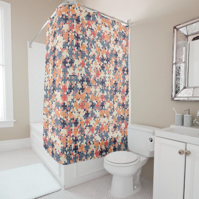 Colorful Floral Geometric Seamless Pattern  Shower Curtain (In Situ)