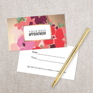 Colorful Floral, Gold Salon Appointment Reminder Card