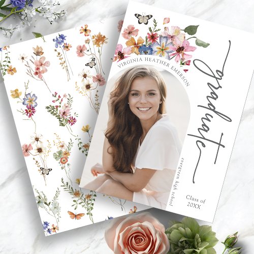 Colorful Floral Graduation Announcement