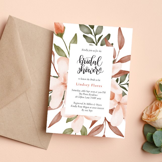 Colorful Floral Greenery Leaves Bridal Shower  Invitation (Creator Uploaded)