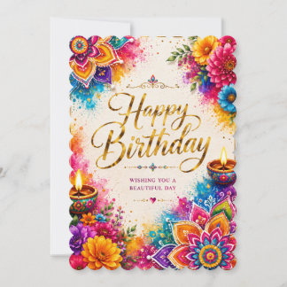 Colorful Floral Happy Birthday Card