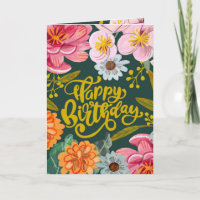 Colorful Floral Happy Birthday Garden Design