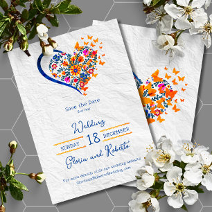 Colorful Floral Heart Mexican Wedding Save Date Invitation