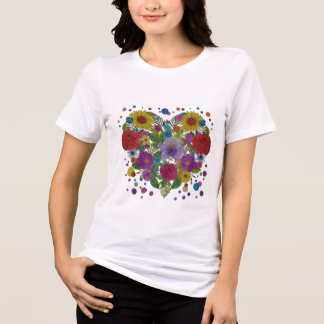 Colorful Floral Heart T-Shirt | Flower Heart Graph Tri-Blend Shirt
