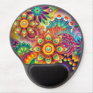 Colorful floral illustration gel mouse pad