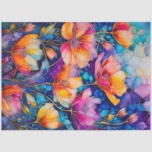 Colorful Floral Ink Art Tissue Paper