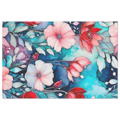 Colorful Floral Ink Art Tissue Paper