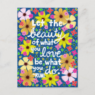 Colorful Floral Inspiring Quote Typography Postcard