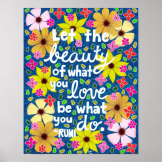 Colorful Floral Inspiring Quote Typography Poster