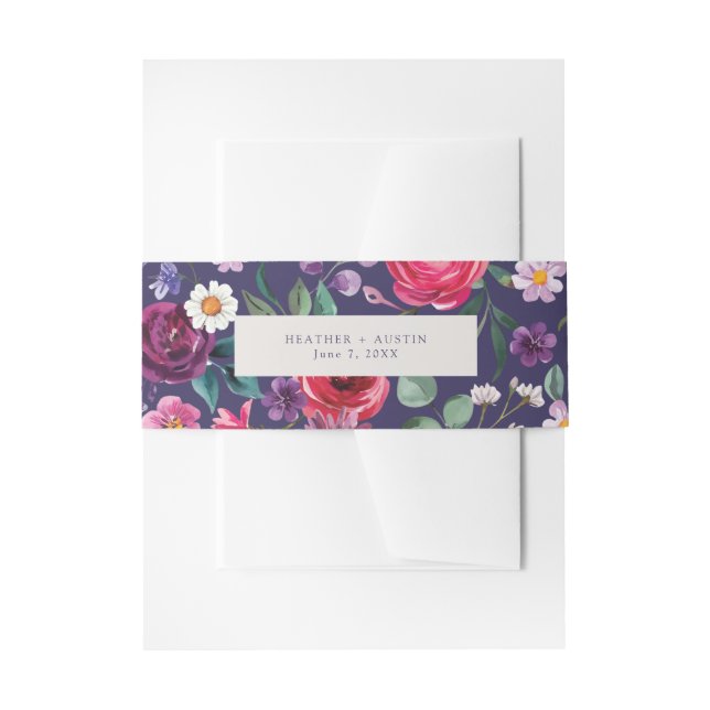 Colorful Floral Invitation Belly Band (Front Example)