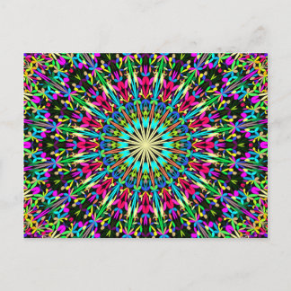 Colorful Floral Kaleidoscope Mandala Postcard