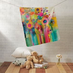 Colorful Floral Keepsake Baby Blanket