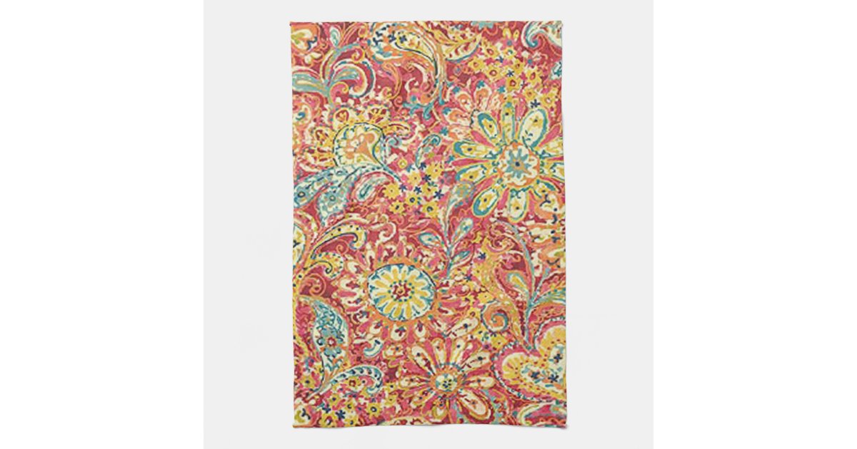 Colorful Floral Kitchen Towel | Zazzle