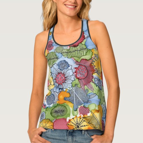 Colorful Floral Ladies Tank