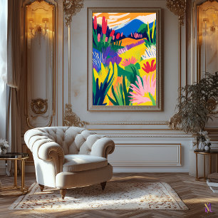 Colorful Floral Landscape in Fauvist Style Canvas Print