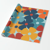 Bright Colourful Large Abstract Floral Pattern Wrapping Paper Sheets