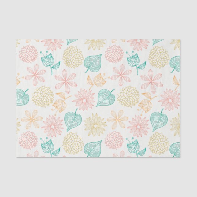 Colorful floral leafy pattern Tissue Paper (Front)