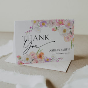 Colorful Floral  Letterpress Thank You Card