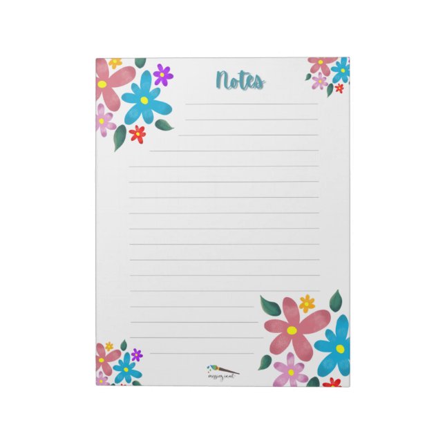 Colorful Floral Lined Notes Notepad (Rotated)
