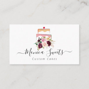 colorful floral logo custom cakery business card