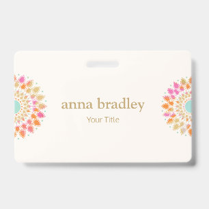 Colorful Floral  Lotus Flower  Badge