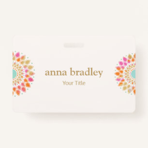 Colorful Floral Lotus Flower Badge