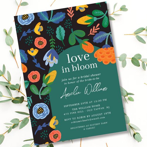 Colorful Floral love In Bloom Bridal Shower Invita Invitation