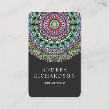 Colorful Floral Mandala Business Card by ZyddArt at Zazzle