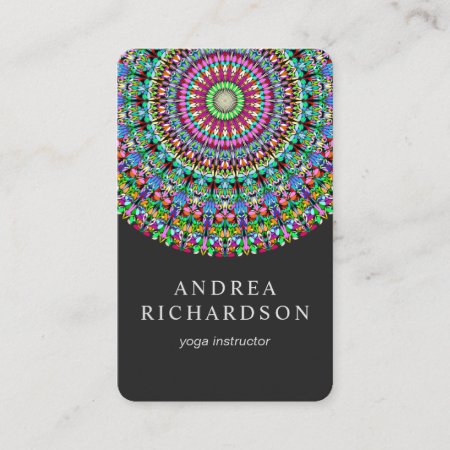 Colorful Floral Mandala Business Card