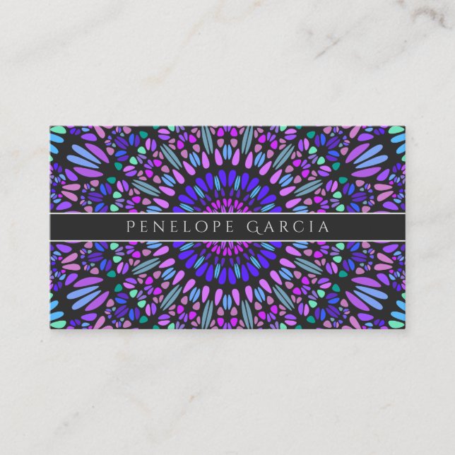 Colorful Floral Mandala Business Card (Front)