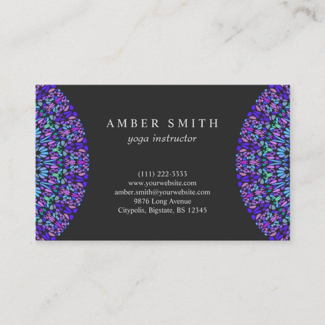 Colorful Floral Mandala Business Card (Front)