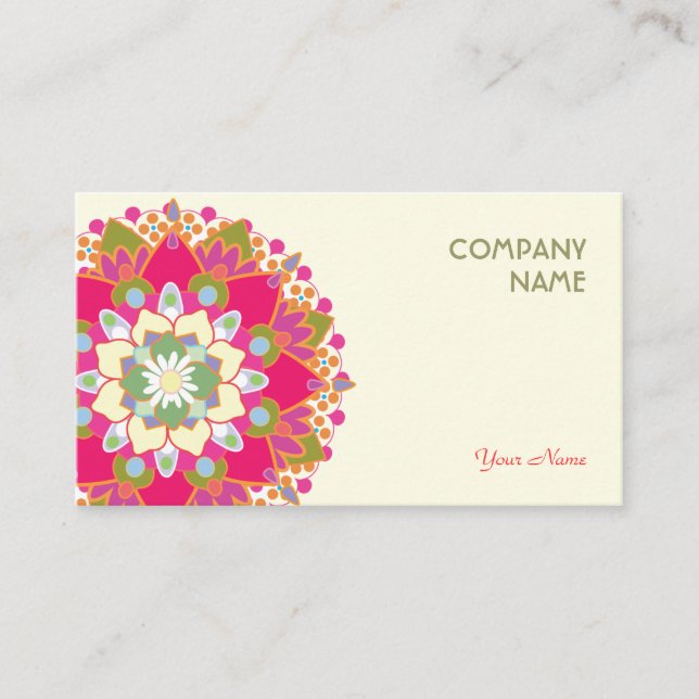 Colorful Floral Mandala Business Card (Front)