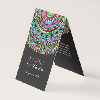 Colorful Floral Mandala Business Card by ZyddArt at Zazzle