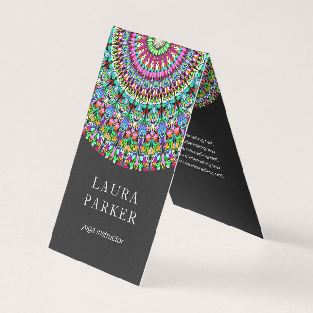 Colorful Floral Mandala Business Card (Front)